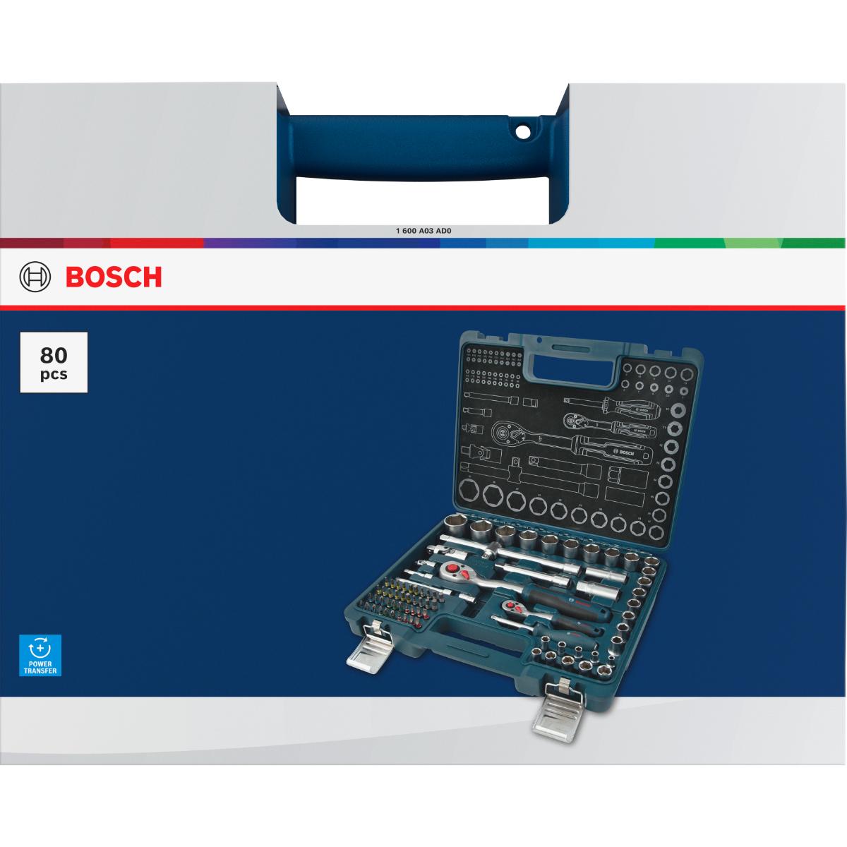 Bosch 1/4"- + 1/2"-Ratschen, 80-teilges Set
