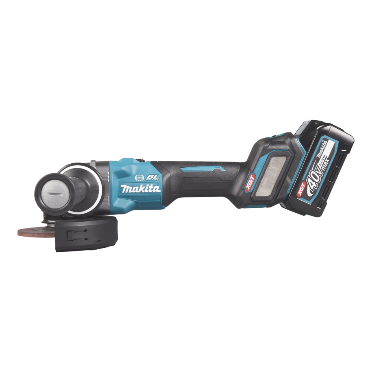 Makita Akku-Winkelschleifer 40V max. / 4,0 Ah, 2 Akkus + Ladegerät im MAKPAC GA041GM201