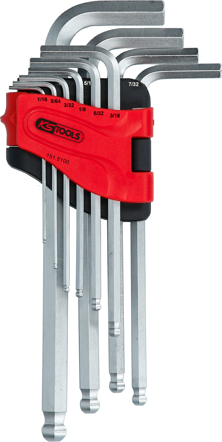 KS Tools Kugelkopf-Innensechskant-Winkelstiftschlüssel-Satz, lang, 10-tlg