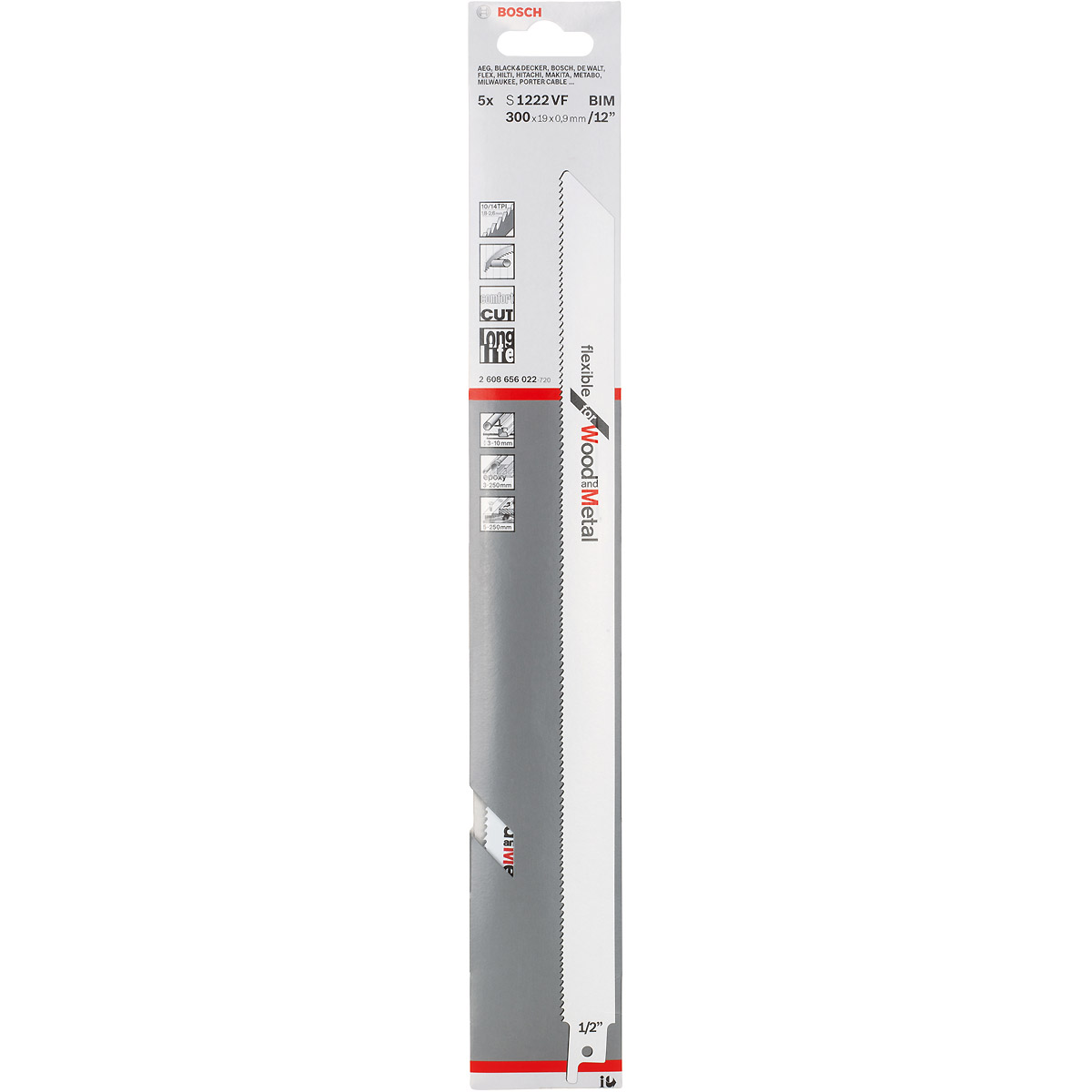 Bosch Säbelsägeblatt S 1222 VF, Flexible for Wood and Metal