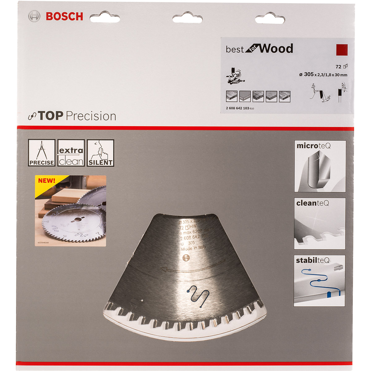 Bosch Kreissägeblatt Top Precision Best for Wood, 305 x 30 x 2,3mm, 72 Zähne