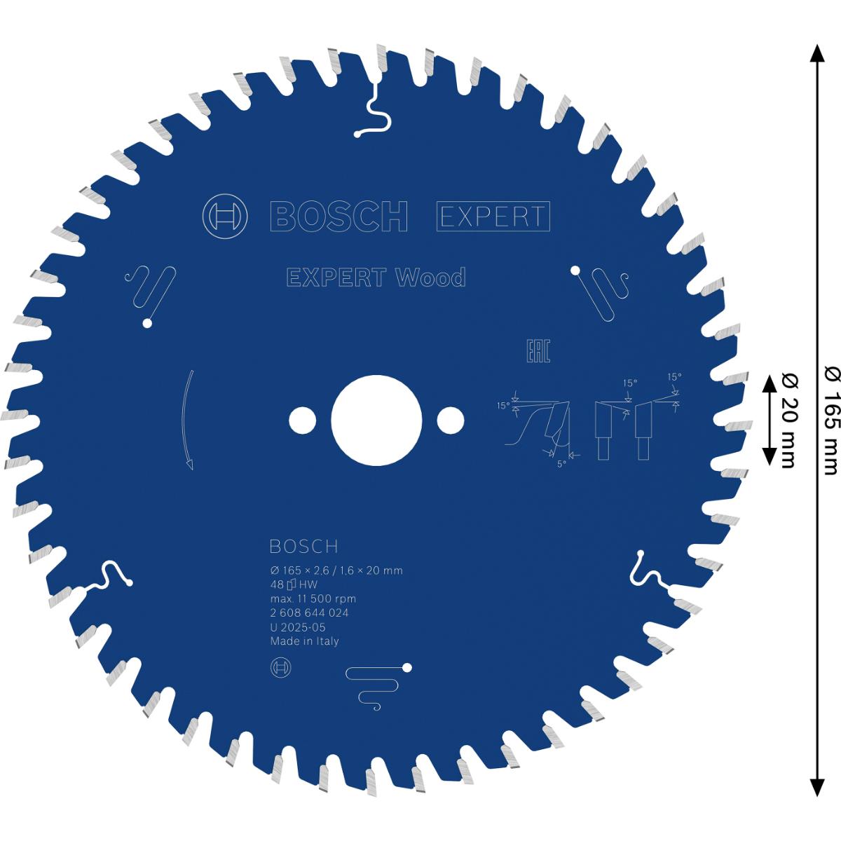 Bosch Kreissägeblatt Expert for Wood ø 165 mm