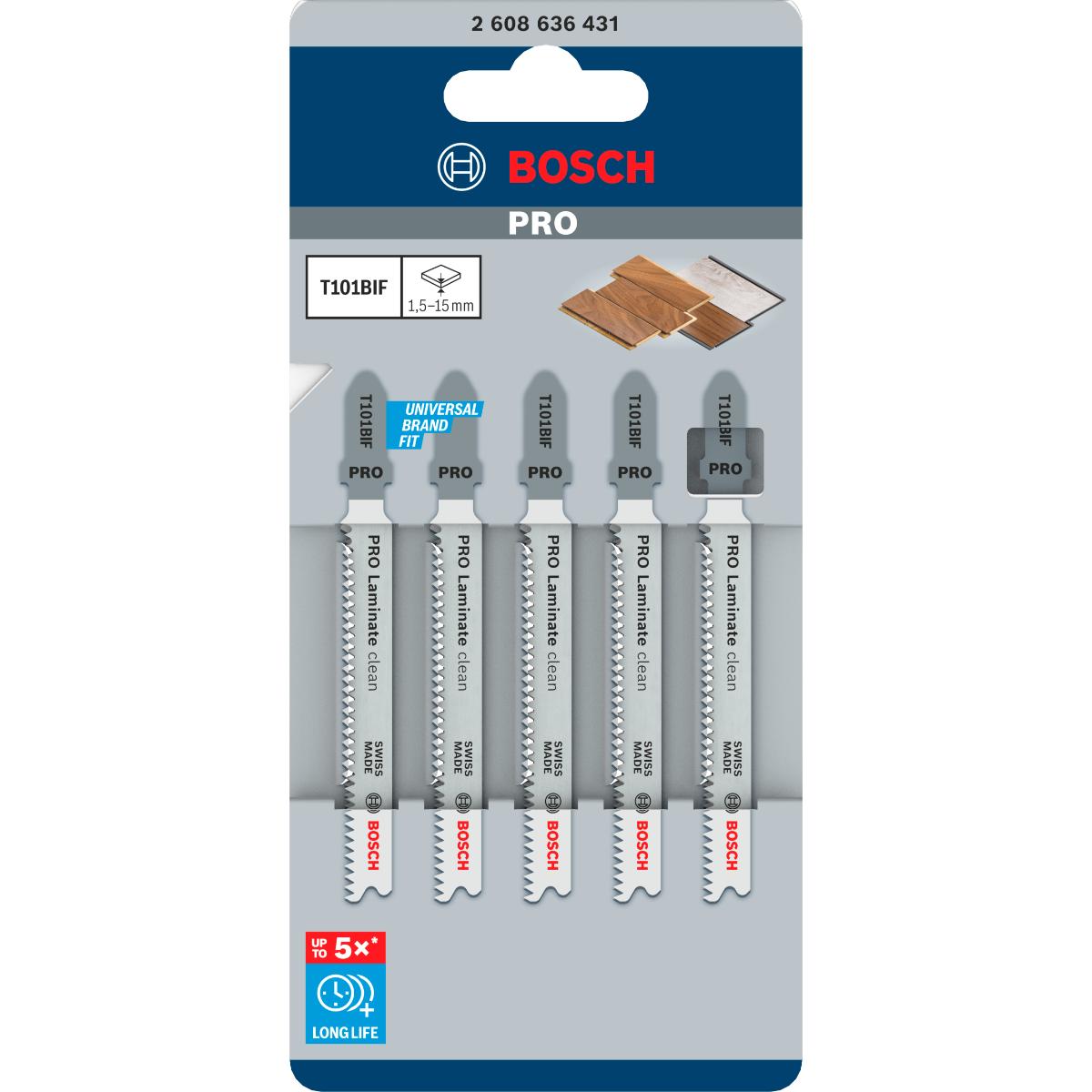 Bosch PRO Stichsägeblatt T 101 BIF Special for Laminate, 5er-Pack
