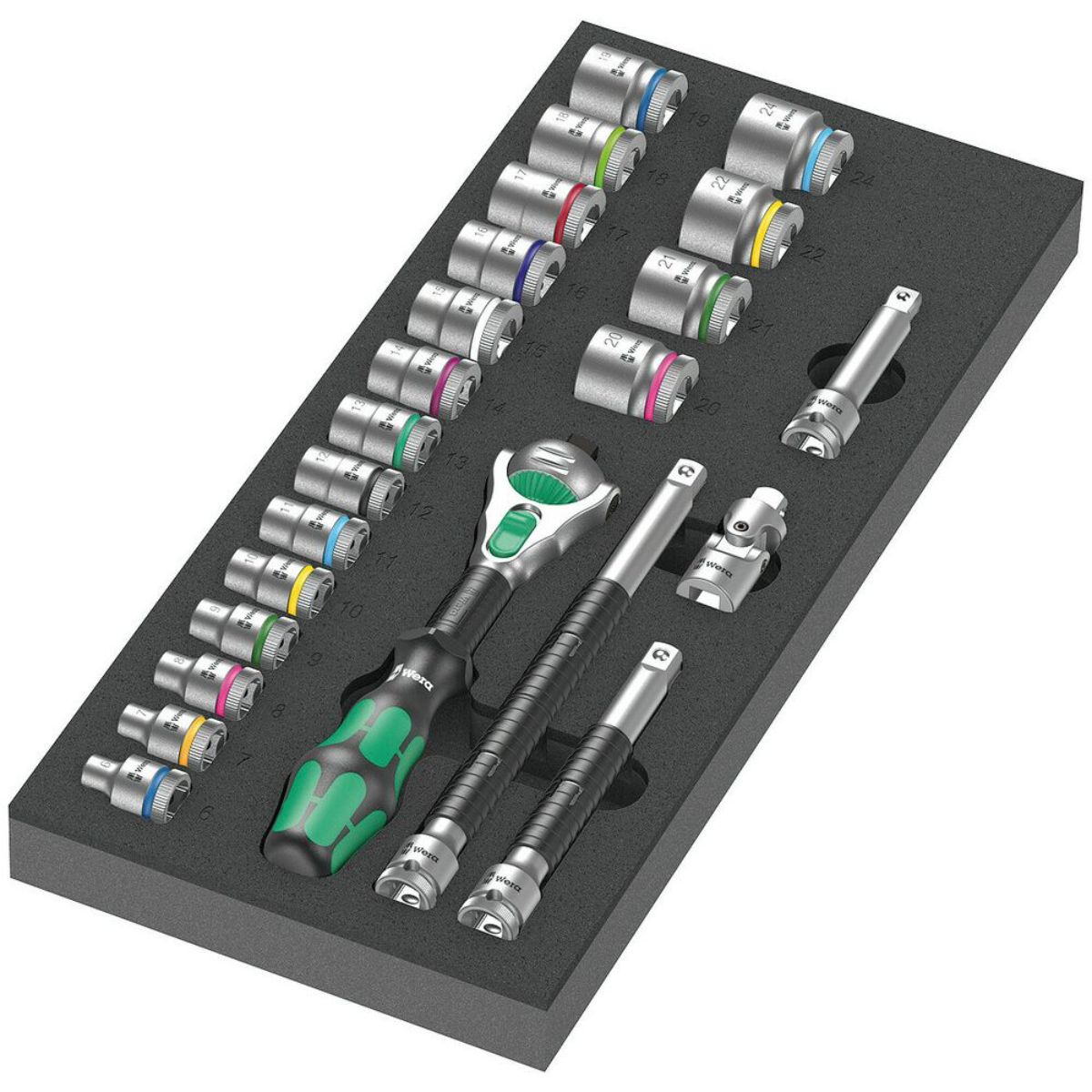 Wera 9721 Schaumstoffeinlage 8000 B Zyklop Knarre 3/8" Set 1, 23-teilig