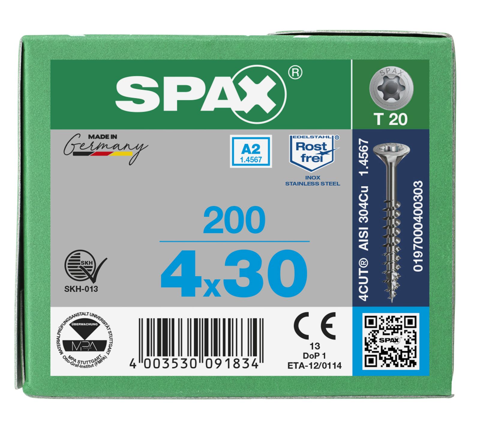 SPAX A2 Senkmultikopf T-Star Plus T20 Teilgewinde, 200 Stück