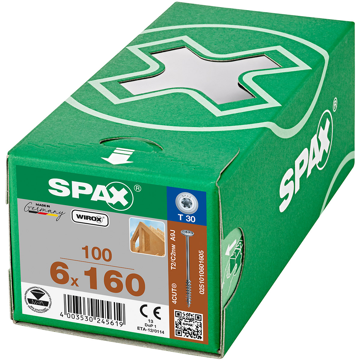 SPAX Tellerkopf T-Star Plus T30 Teilgewinde 4Cut WIROX, 100 Stück