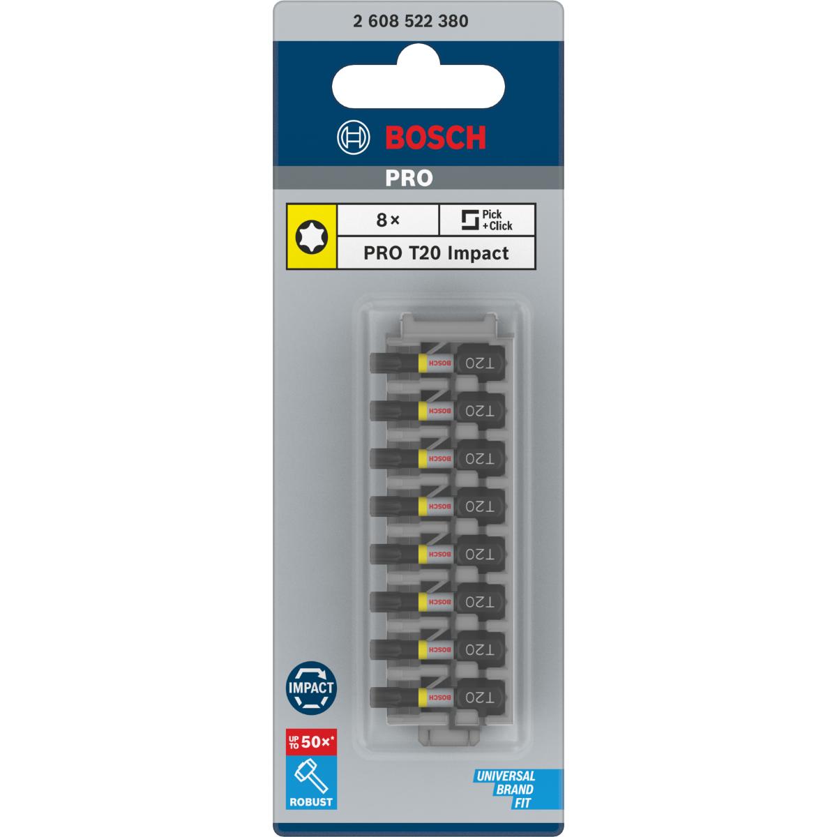 Bosch PRO Schrauberbit-Set Impact Control, 8-teilig, mit T15, 25 mm