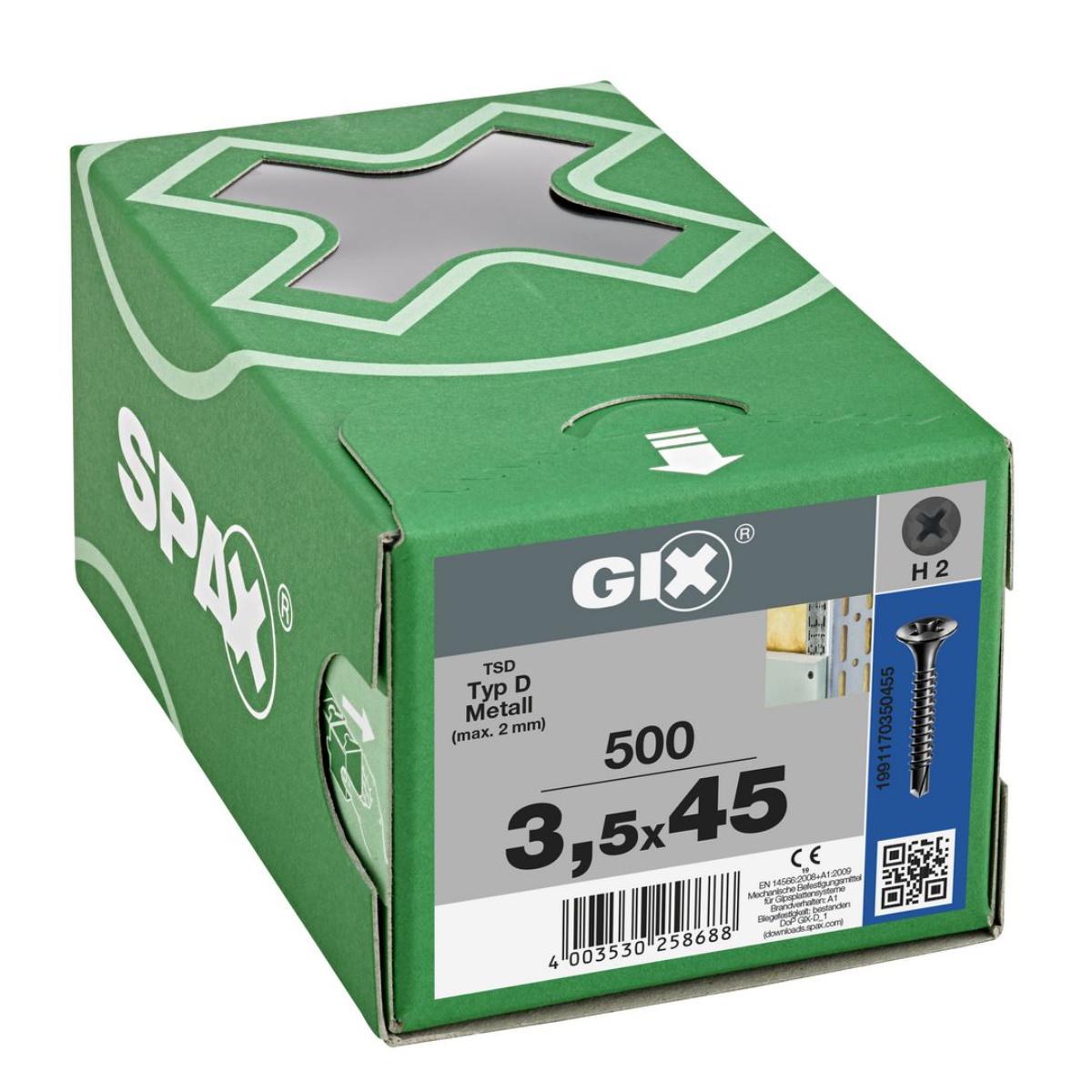 SPAX GIX-D Trompetenkopf H2 Bohrspitze phosphatiert, 500 Stück