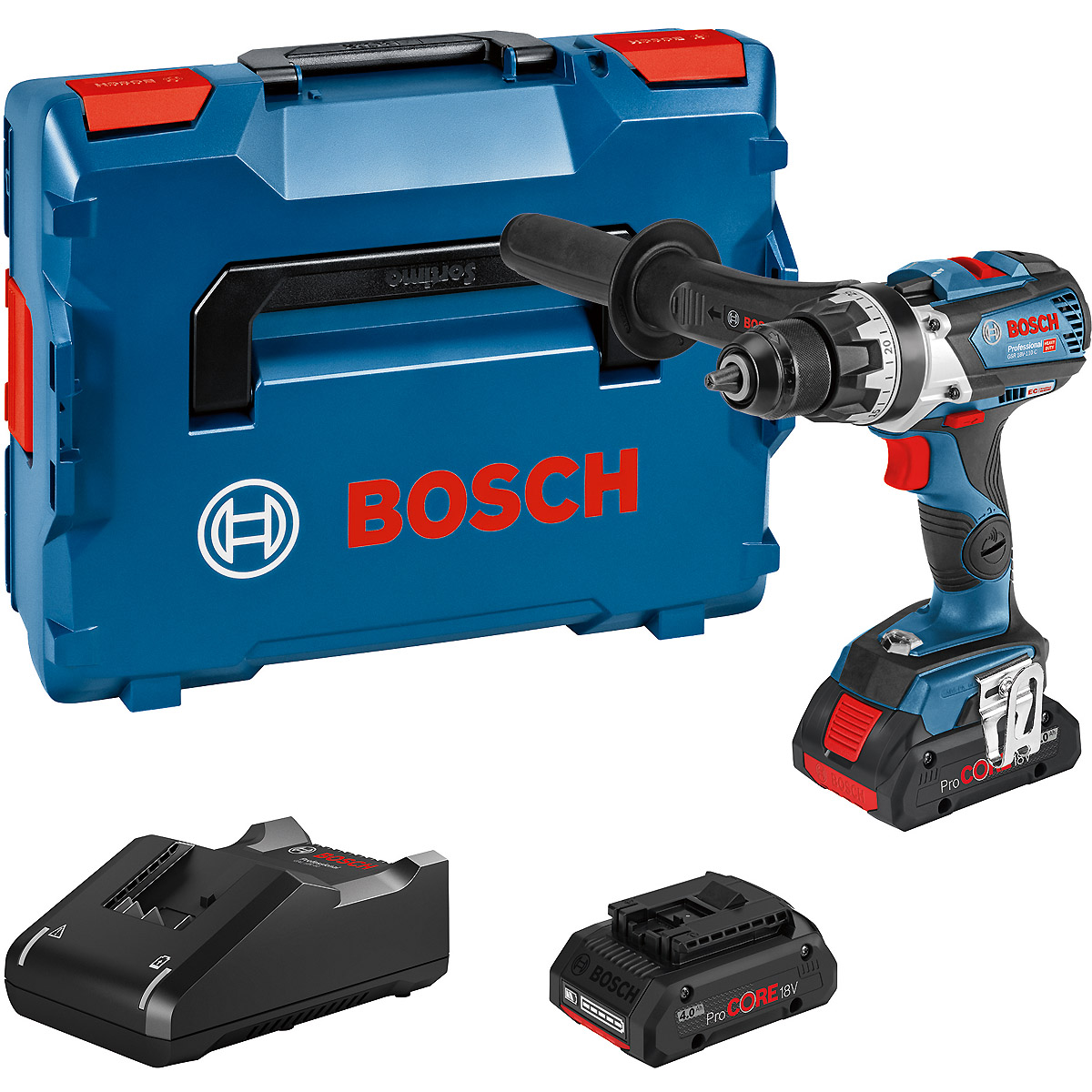 Bosch Akku-Bohrschrauber GSR 18V-110 C, 2 x Akku ProCORE18V, Schnellladegerät, L-BOXX