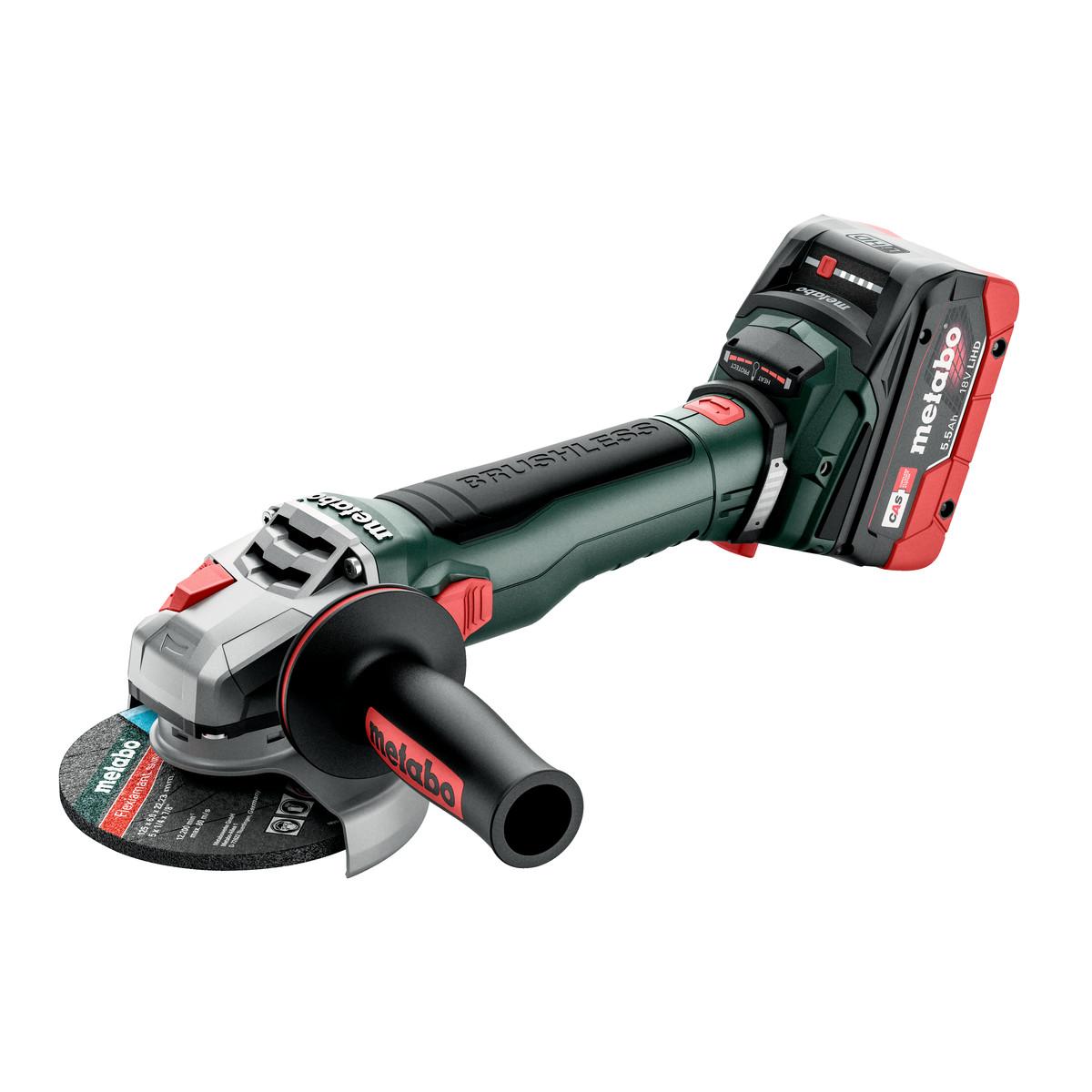 Metabo Akku-Winkelschleifer WB 18 LT BL 11-125 Quick mit Bremse, Schnellspannmutter - metaBOX 165 L 