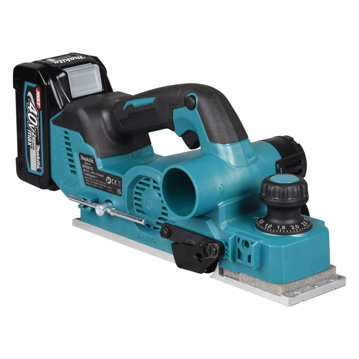 Makita Akku-Hobel 40V max. / 4,0 Ah, 2 Akkus + Ladegerät im MAKPAC KP001GM201