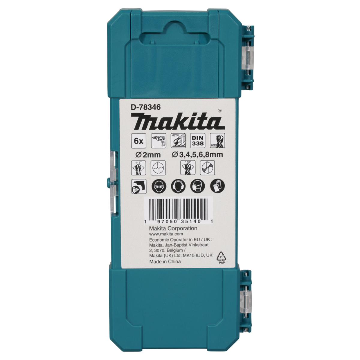 Makita HSS-GS Metallbohrer-Set 6-tlg. Ø 2-8 mm - D-78346