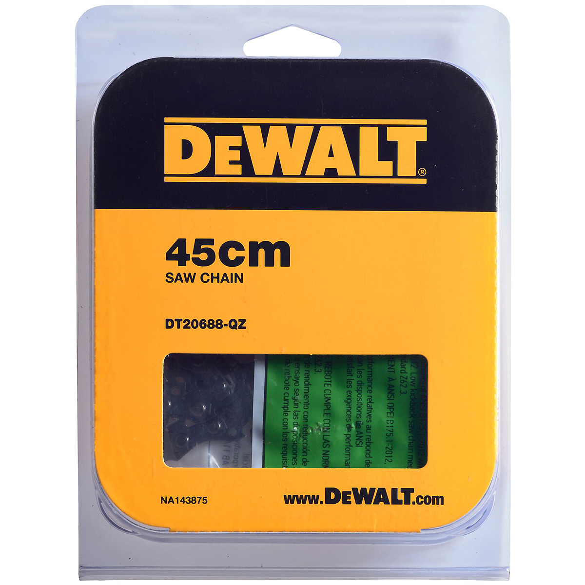 DEWALT OREGON Sägekette, 45 cm, für Akku-Kettensäge, XR FLEXVOLT