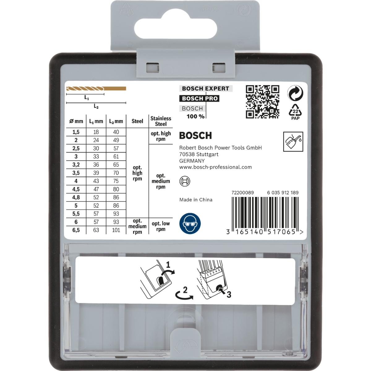 Bosch PRO Metallbohrer-Set Robust Line HSS-Co, DIN 135, 135°, 13-teilig, 1,5 - 6,5
