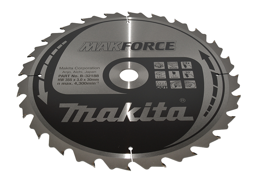 Makita Kreissägeblatt MAKFORCE, 355/30 mm - 24 Zähne - 2,2 mm - FastCut - Holz - B-32188