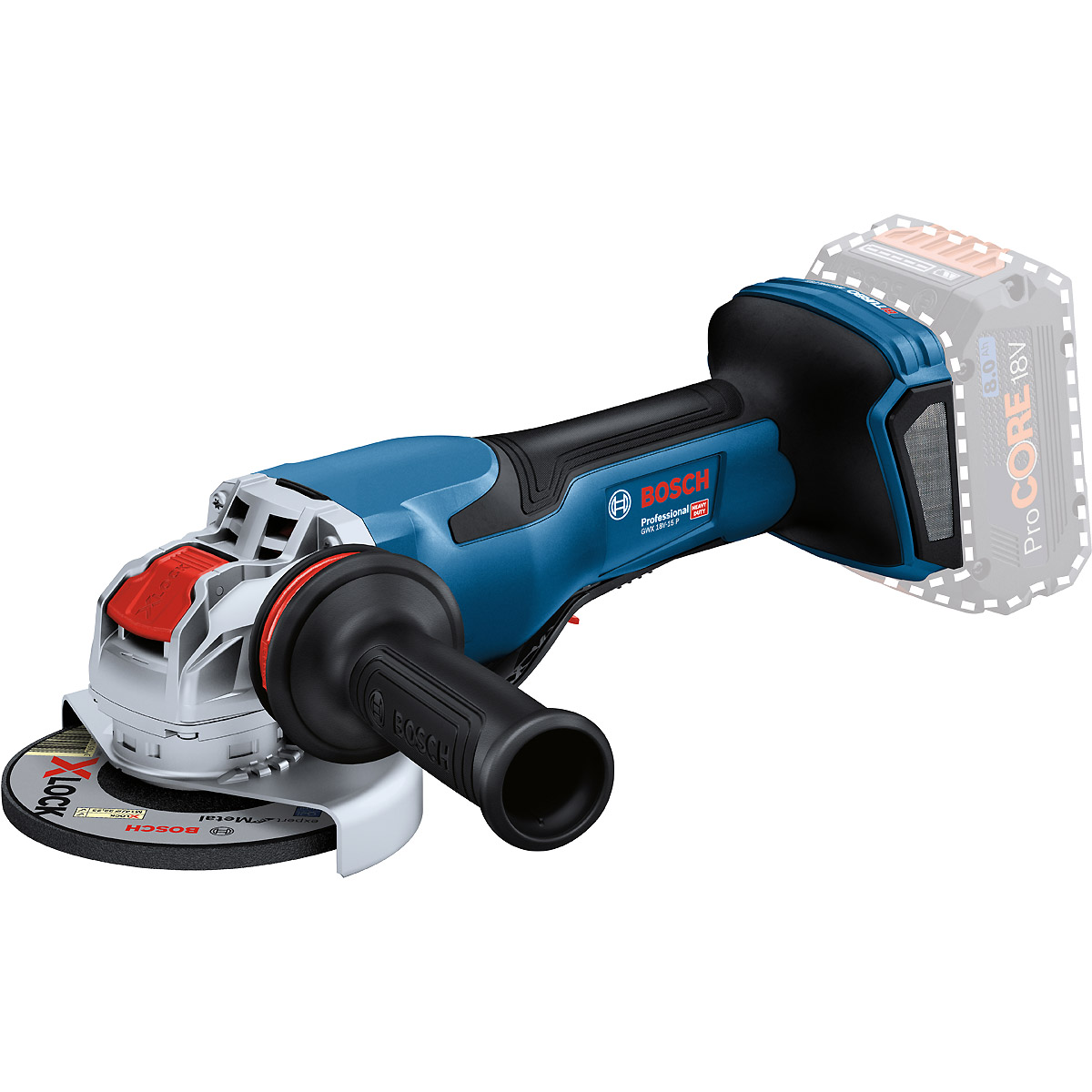 Bosch Akku-Winkelschleifer BITURBO mit X-LOCK GWX 18V-15 P in L-BOXX mit Zusatzhandgriff