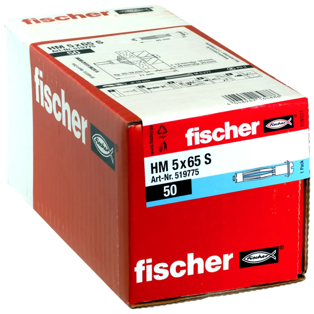Fischer Hohlraum-Metalldübel HM 5x65 S mit Schraube