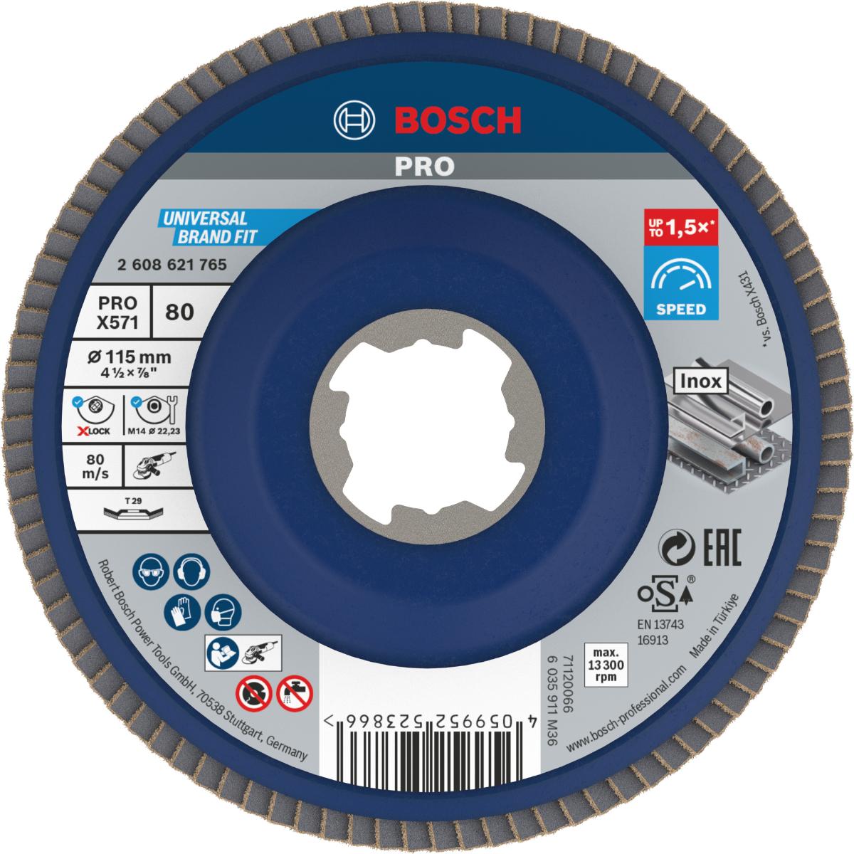 Bosch PRO Fächerschleifscheibe X571 Best for Metal, gewinkelt, Fiber