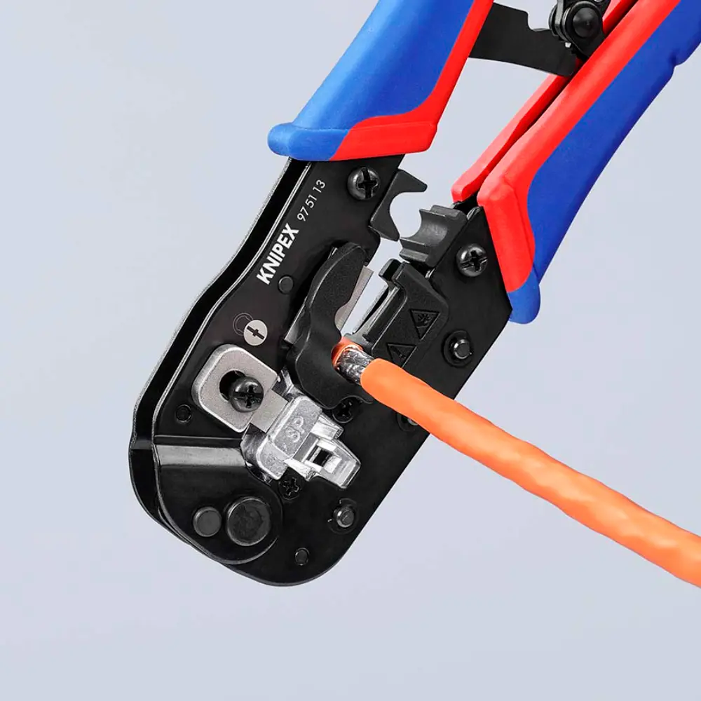 KNIPEX Crimpzange für RJ45-Westernstecker mit Mehrkomponenten-Hüllen brüniert 190 mm