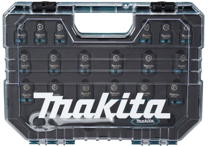 Makita Impact Black Schlagnuss-Set 1/2 Zoll mit Ratsche 19-teilig - E-30069