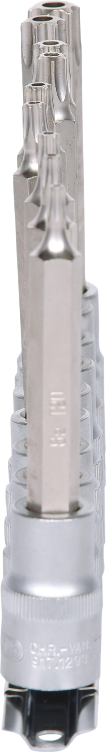 KS Tools 1/2" Bit-Stecknuss-Satz, lang, 9-tlg, TB20-TB60 mit Stirnlochbohrung