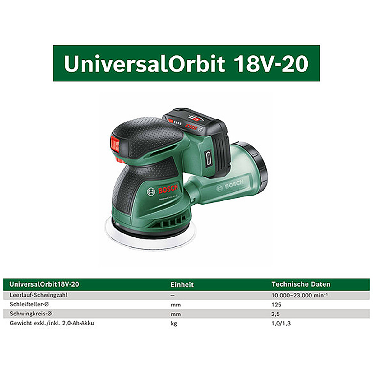 Bosch Akku-Exzenterschleifer UniversalOrbit 18V-20