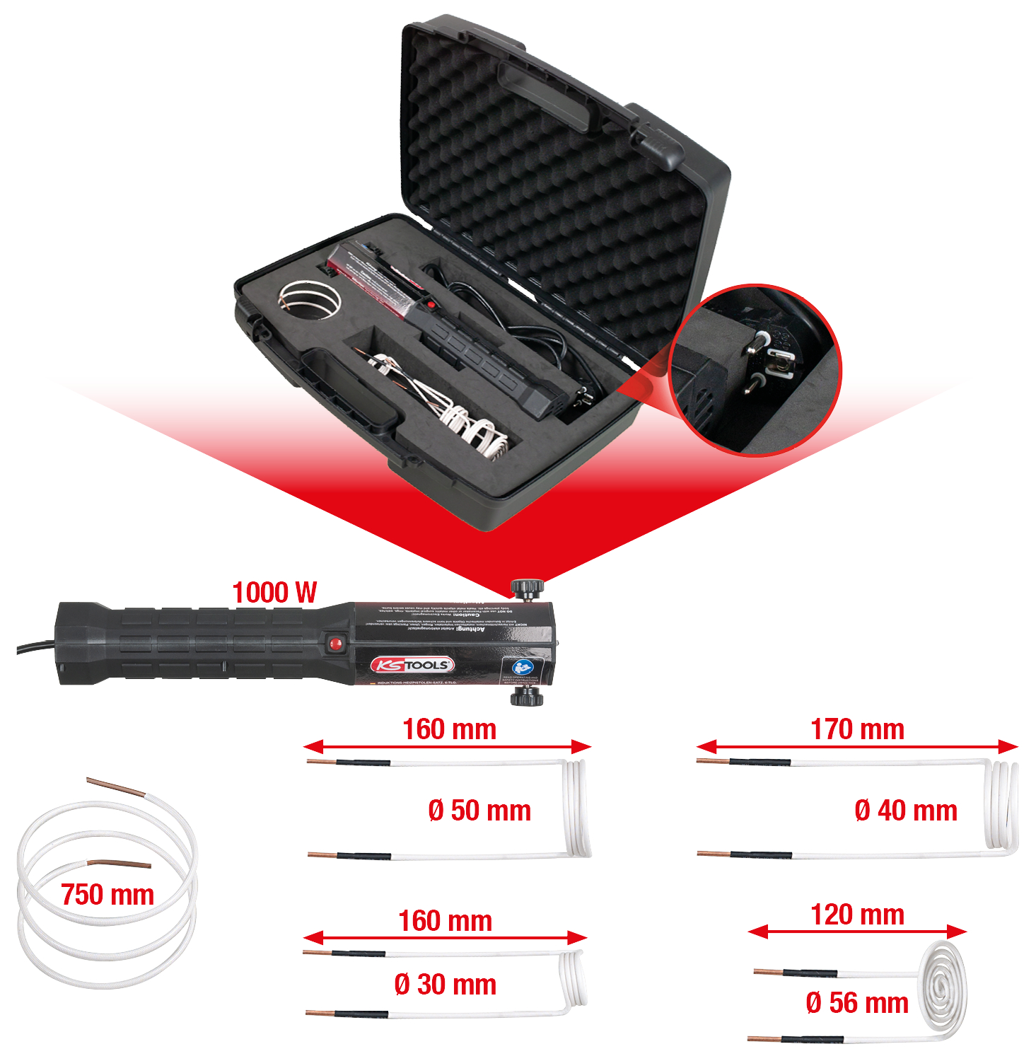 KS Tools Induktions-Heizpistolen-Satz, 6-tlg