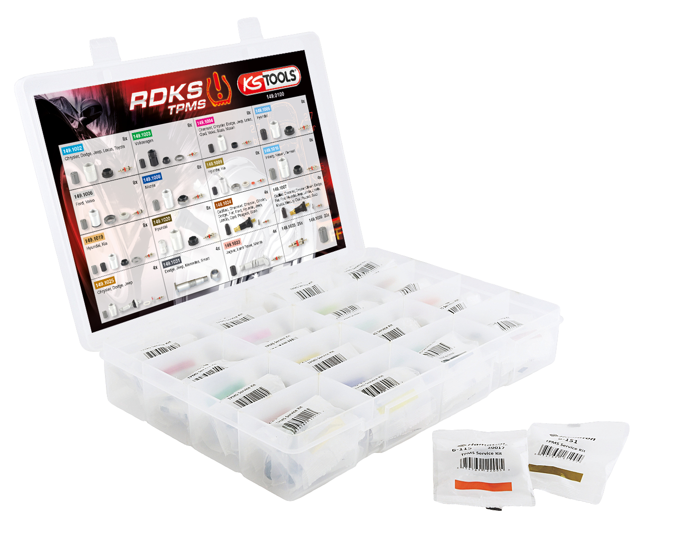 KS Tools RDKS - TPMS Service-Sortiment für Reifendruck-Kontrollsysteme, 150-tlg