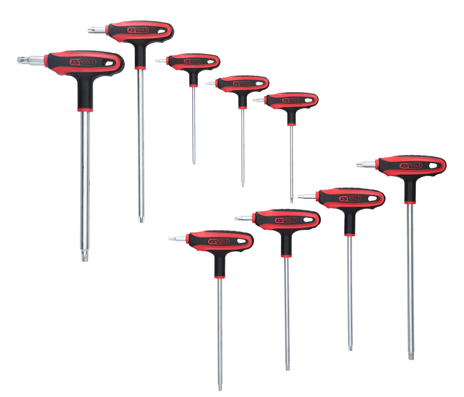 KS Tools T-Griff-Schlüssel-Satz, Torx mit Bohrung,9-tlgTB10-TB50