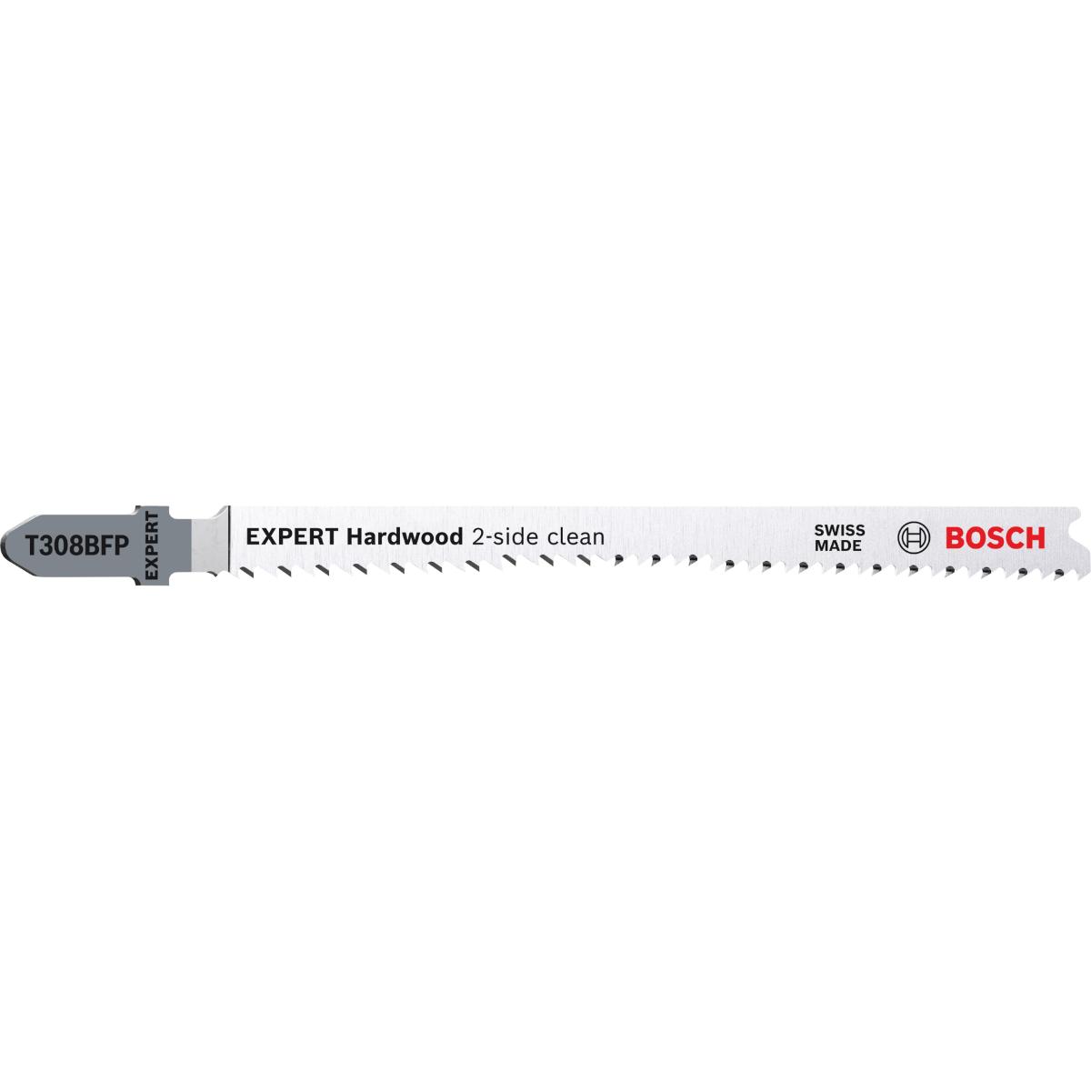 Bosch EXPERT ‘Hardwood 2-side clean’ T 308 BFP Stichsägeblatt, 3 Stück. Für Stichsägen