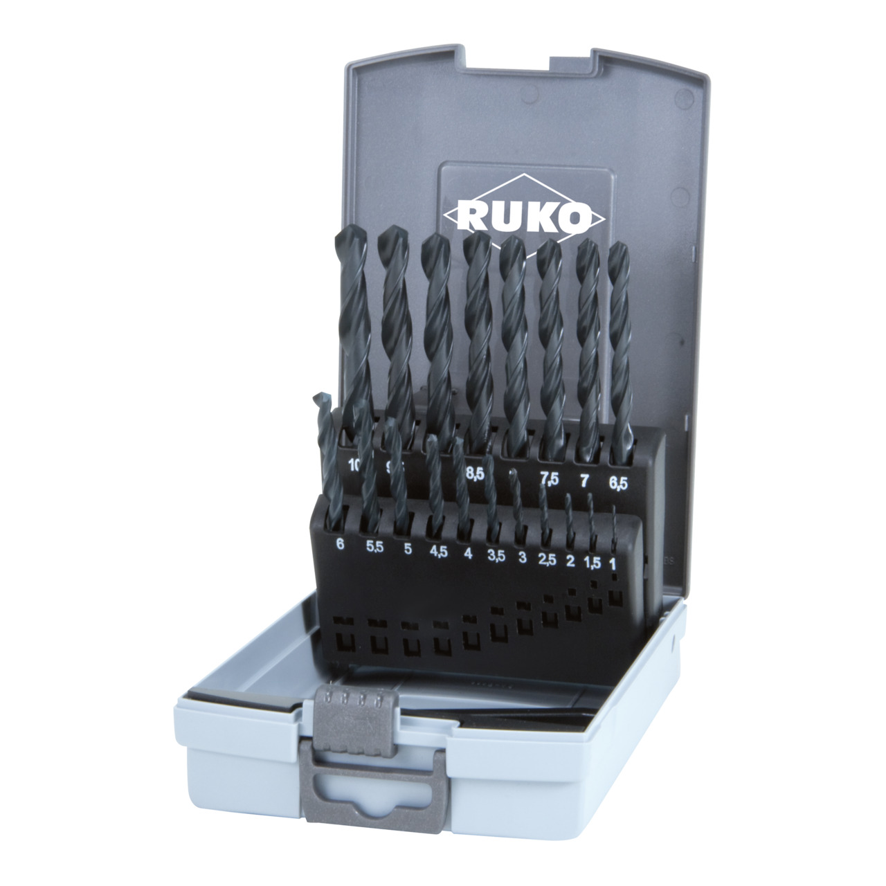 RUKO Spiralbohrer-Satz DIN 338 Typ N HSS-R - 19-tlg.