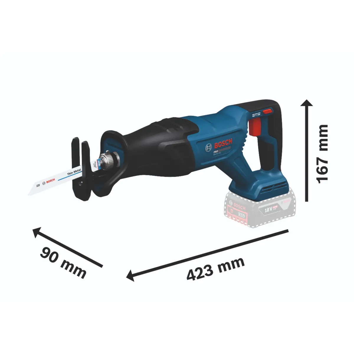 Bosch Akku-Säbelsäge GSA18V-280 in L-BOXX