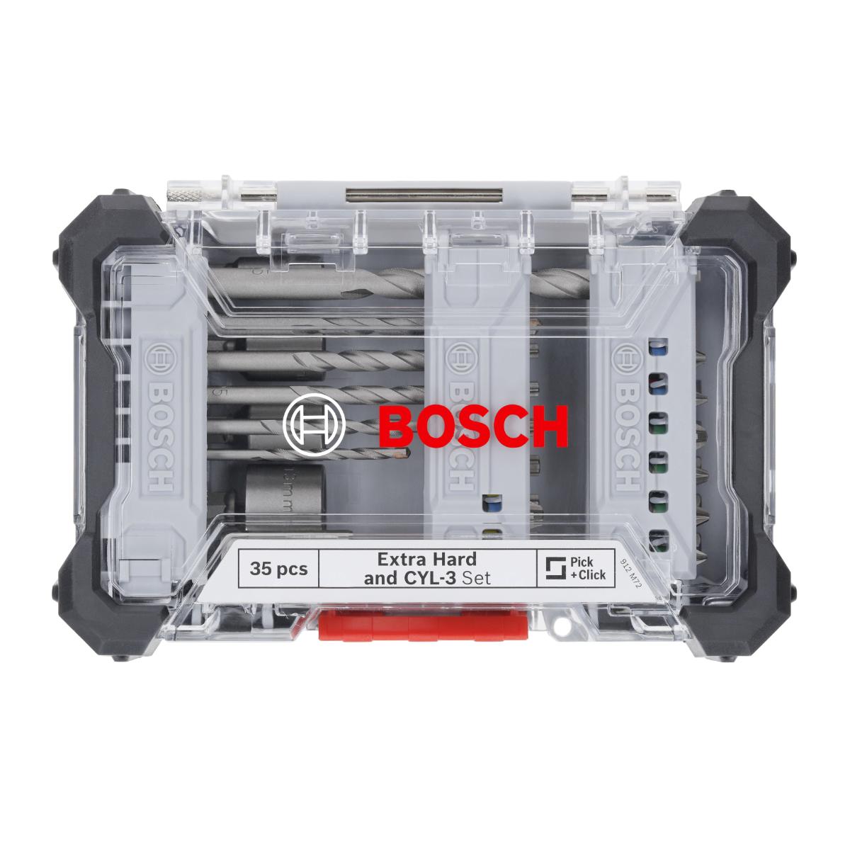 Bosch Extra Hard und CYL-3 im Pick and Click-Koffer, 35‑teiliges Set