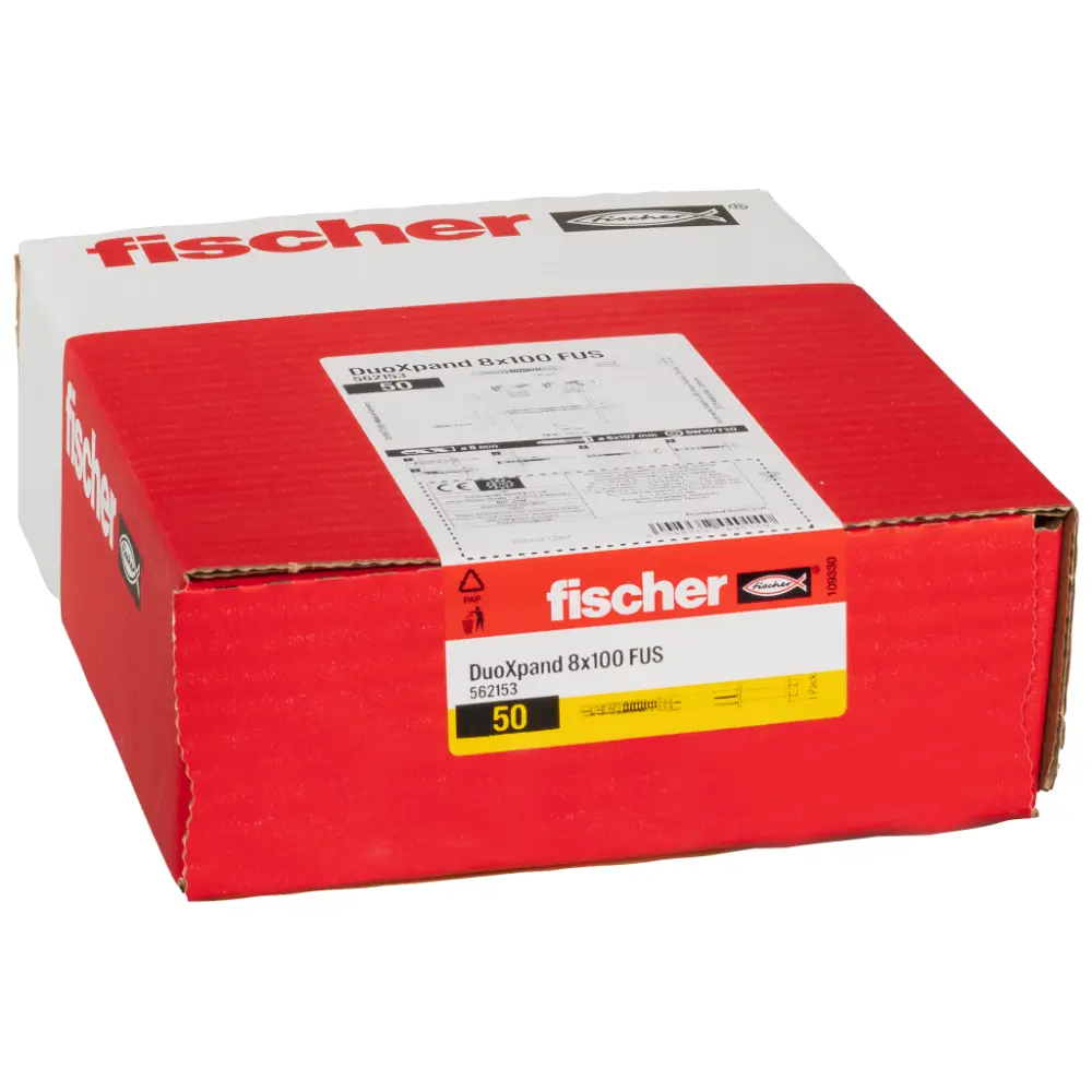 Fischer Langschaftdübel DuoXpand 8x100 FUS mit Sechskantschraube und U-Scheibe