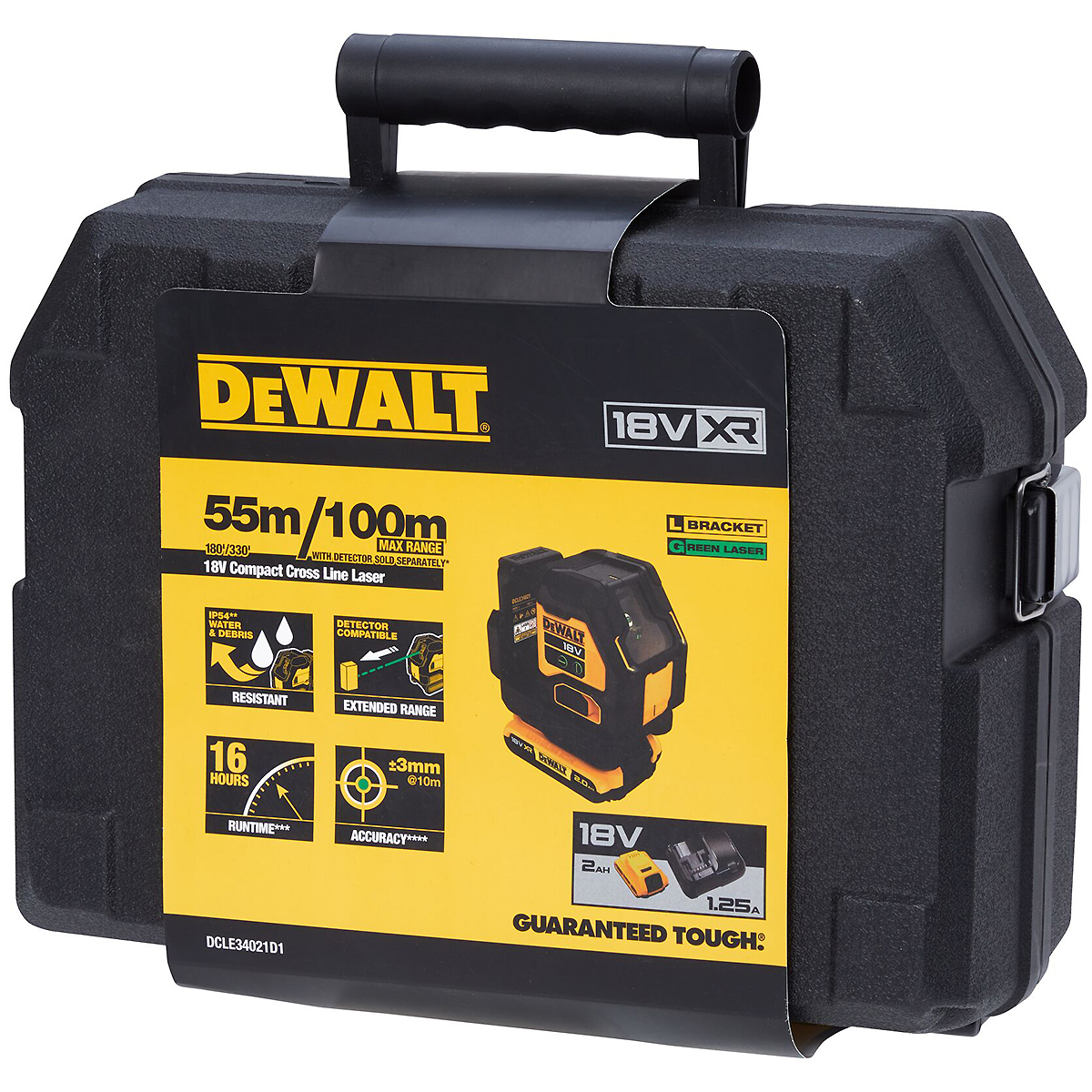 DEWALT Akku-Kreuzlinienlaser Compact 18V grün + Akku + Schnellladegerät