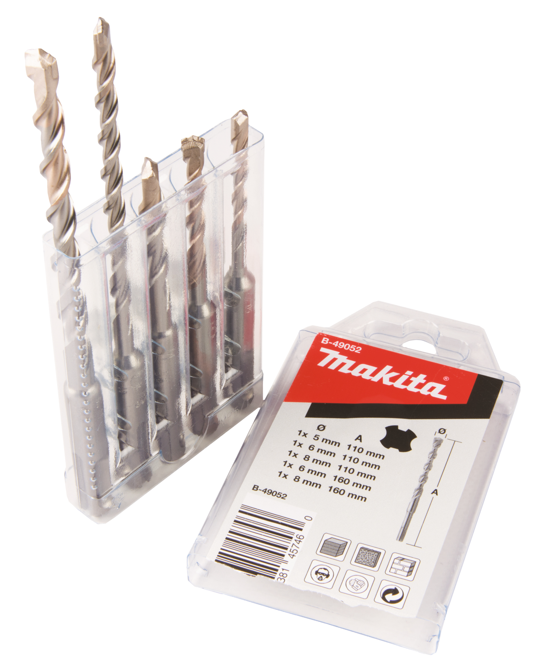 Makita Bohrer-Set Nr. 2, Ø 5 - 8 x 110mm und Ø 6 - 8 x 160mm - SDS-PLUS - B-49052