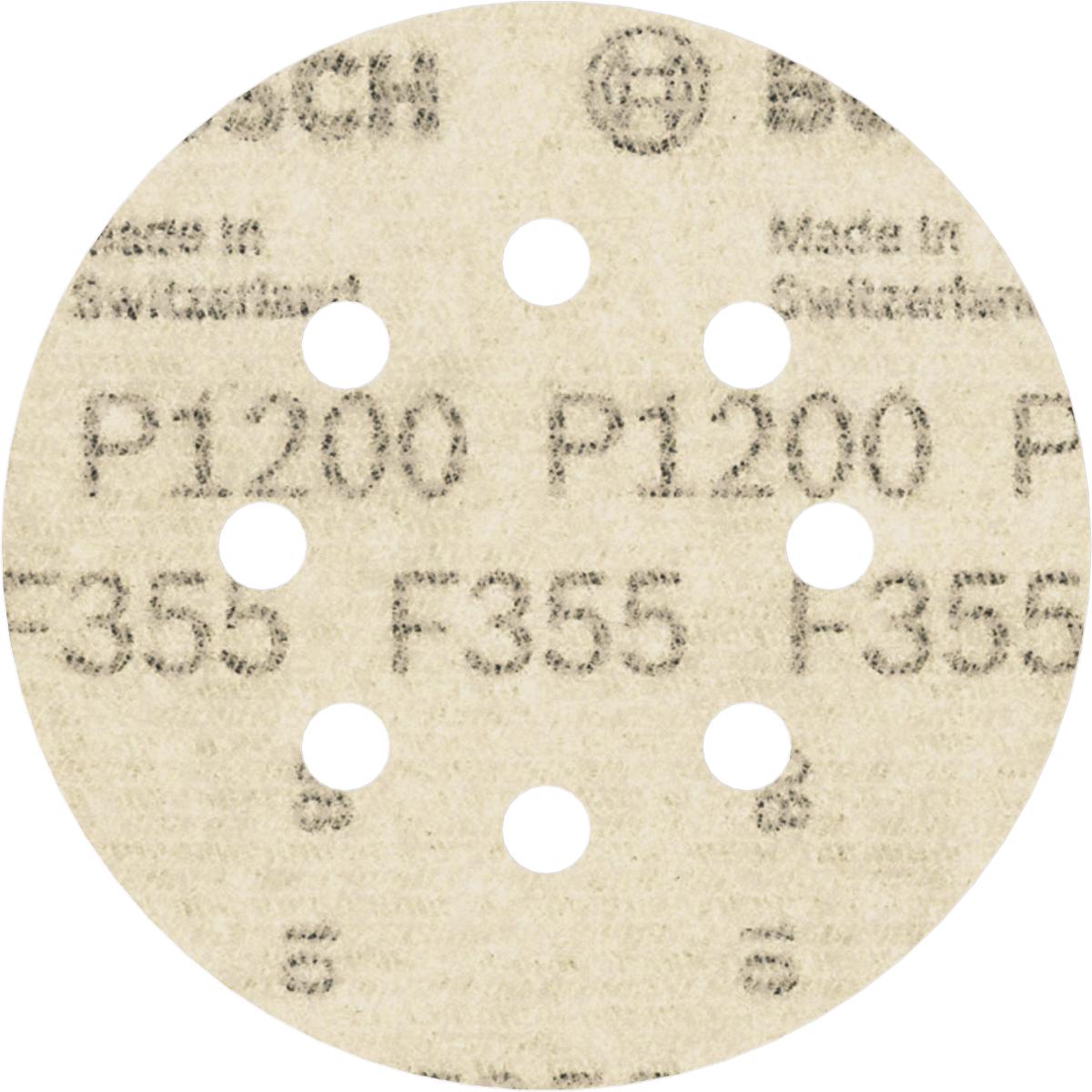 Bosch PRO Schleifblatt F355, 115 mm, 8 Löcher, Klett, 5er-Pack