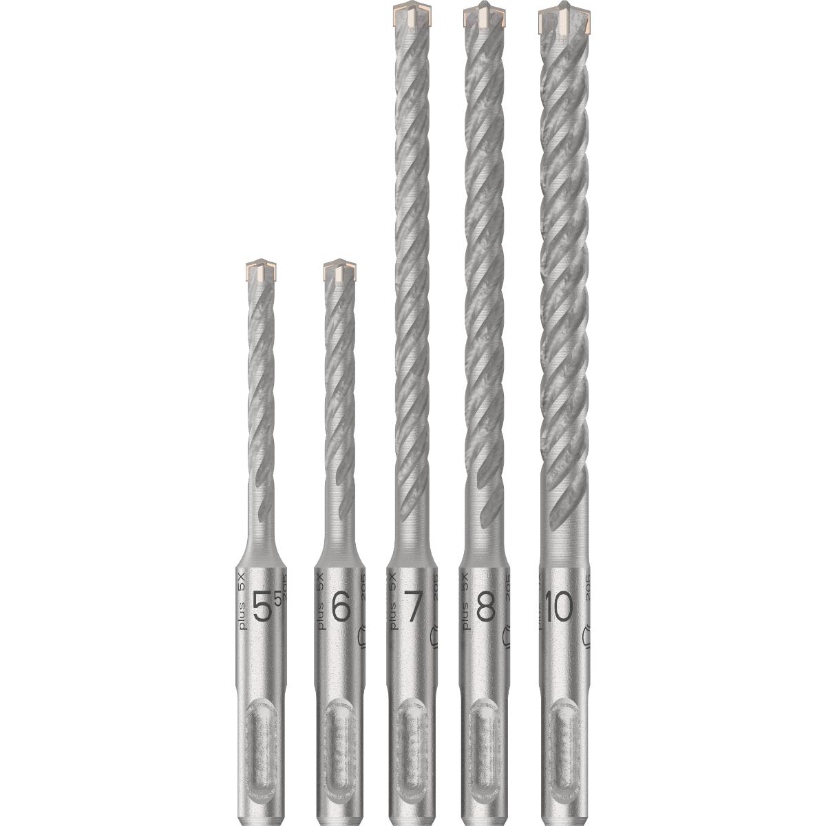 Bosch PRO SDS plus-5X Hammerbohrer 5.5/6/7/8/10 mm, 5-teiliges Set