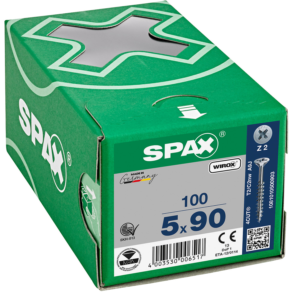 SPAX Senkmultikopf Bremsrippen Kreuzschlitz Z2 Teilgewinde WIROX, 100 Stück