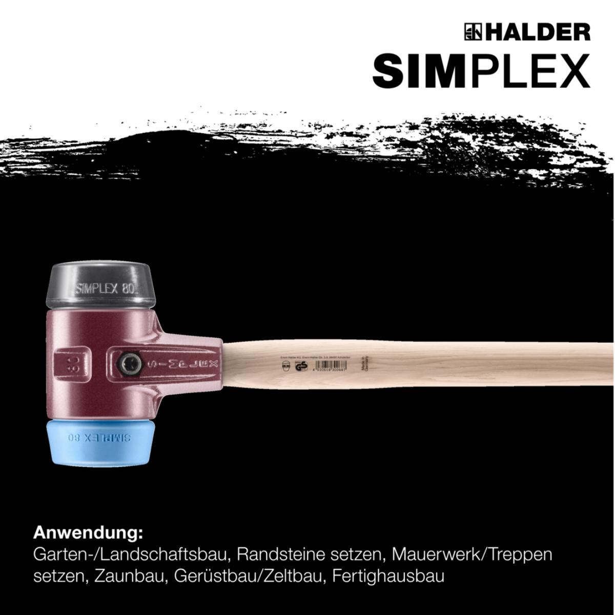 HALDER SIMPLEX - Vorschlaghammer mit TE-Gehäuse und Holzstiel, Gummikomposition / TPE-soft