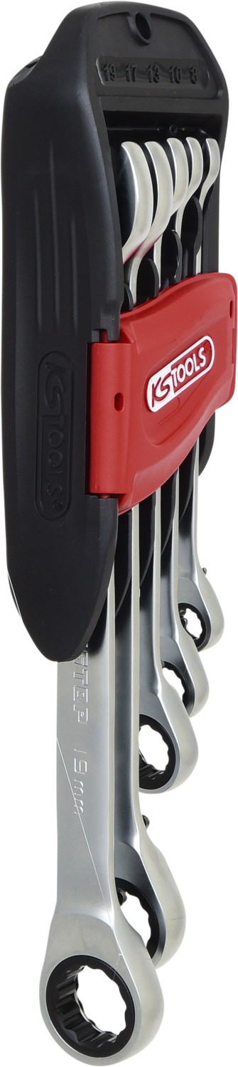 KS Tools GEARplus® RINGSTOP-Ratschenringmaulschlüssel-Satz, abgewinkelt, 5-tlg