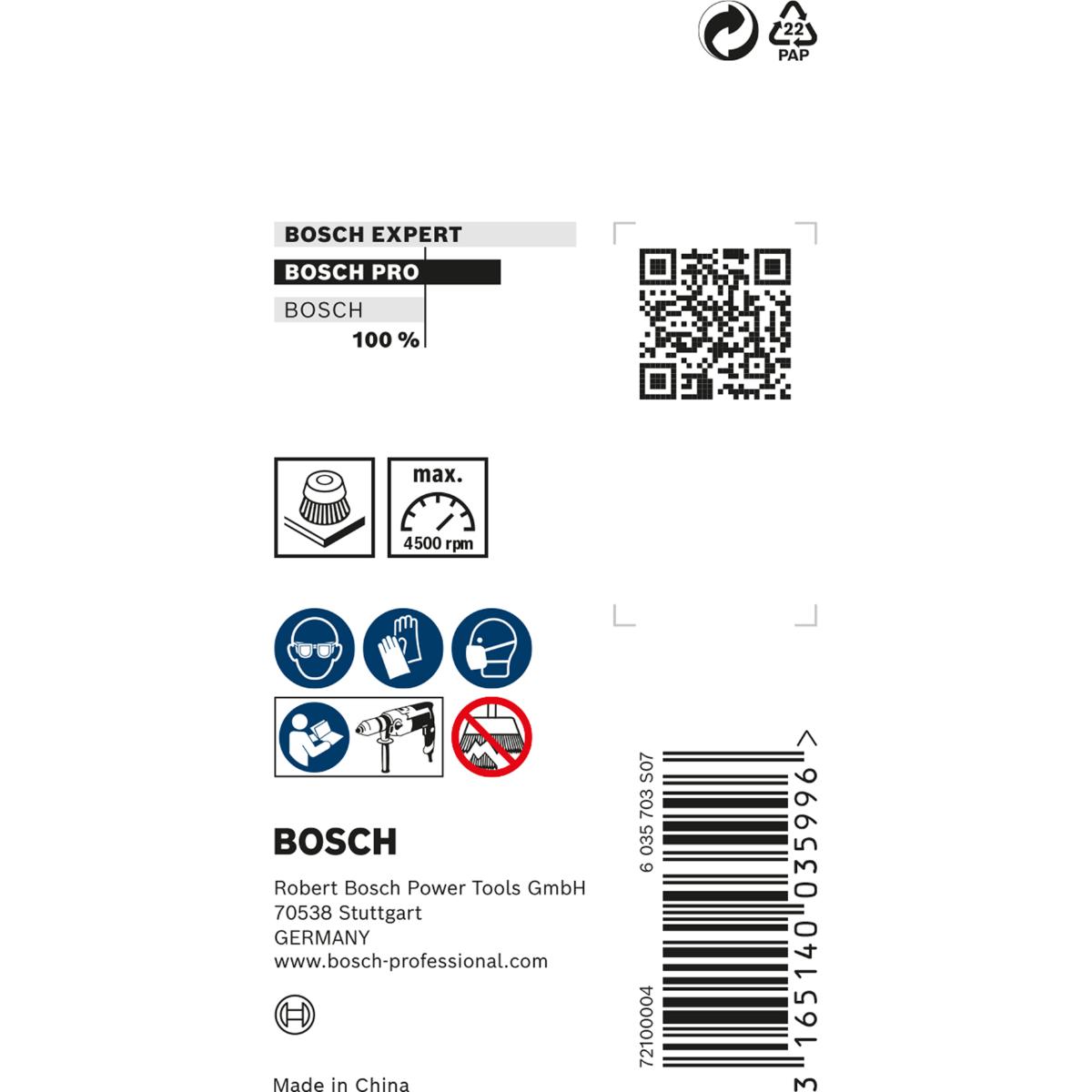 Bosch PRO Topfbürste, Messing, gewellter Draht, 50 mm, 0,2 mm, 4500 U/ min