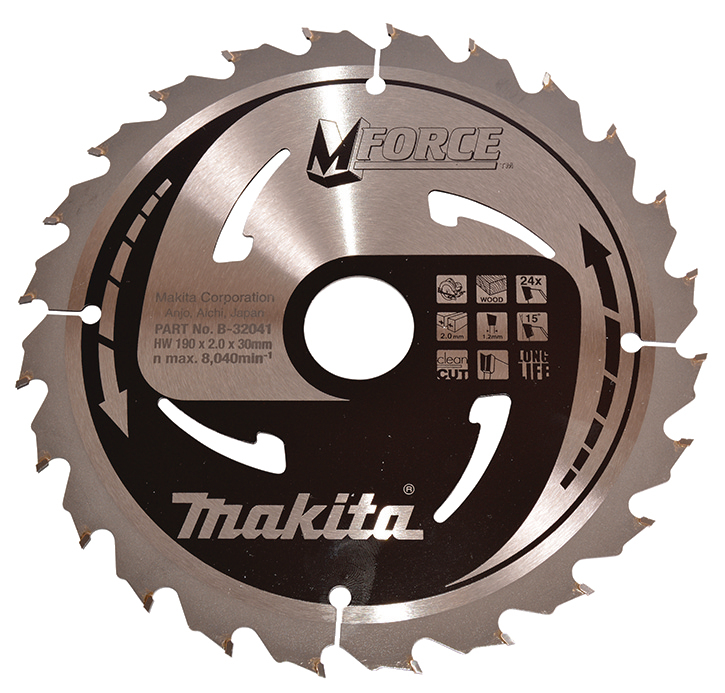 Makita Kreissägeblatt M-FORCE, 190 mm - 24 Zähne - 1,2 mm - CleanCut - Holz - B-32041