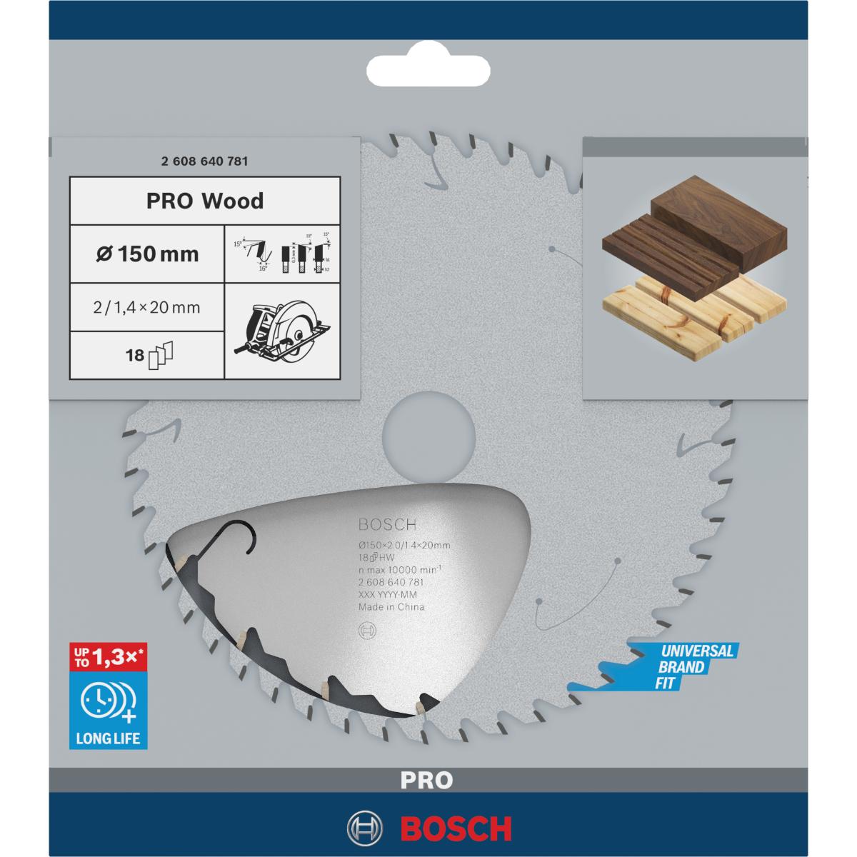 Bosch PRO Kreissägeblatt Speedline Wood, 150 x 20 x 2,0 mm, 18 Zähne