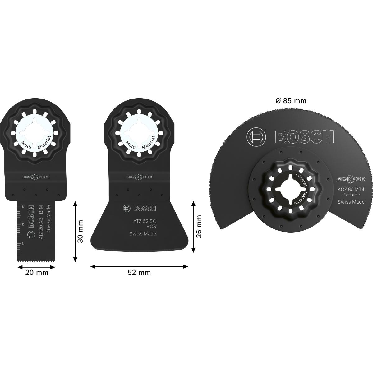 Bosch Fliesen Starlock Blattset, 3-teiliges Set