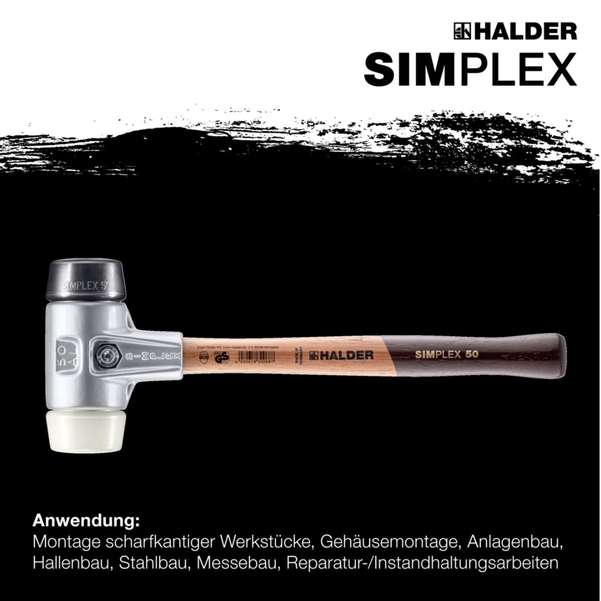 HALDER SIMPLEX - Schonhammer mit Aluminiumgehäuse und hochwertigem Holzstiel, Gummikomposition
