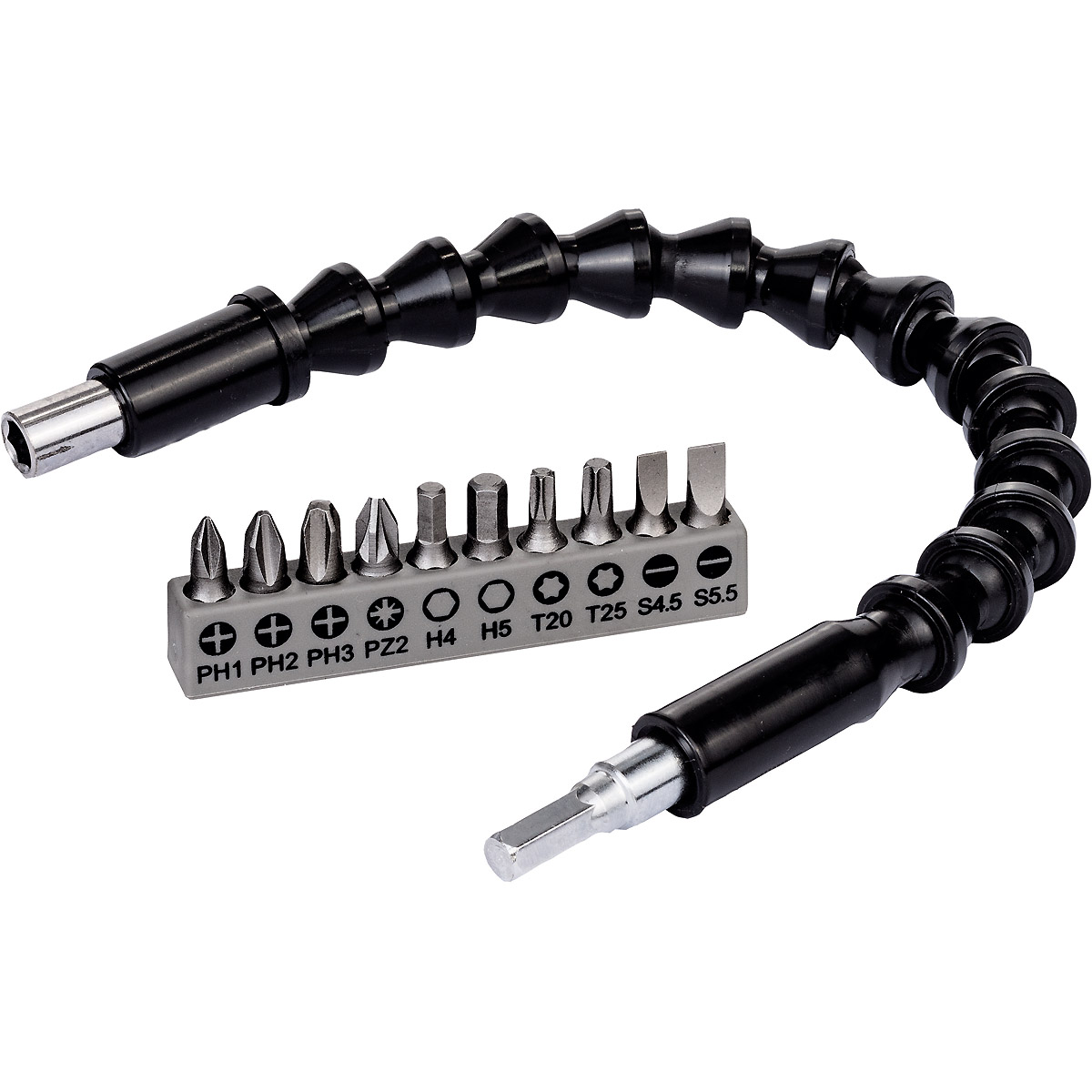 Bosch Bit Set, 11-teilig, mit flexibler Verlängerung aus Kunststoff, 300 mm
