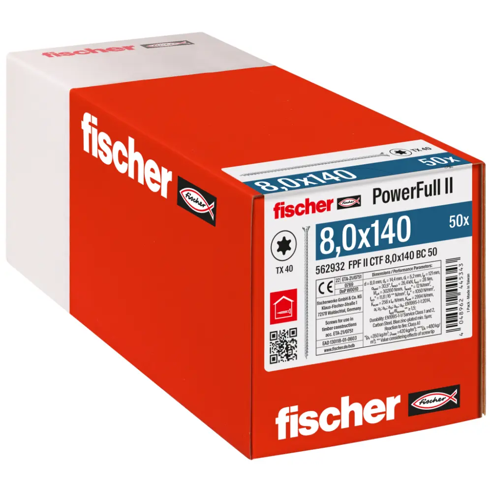 Fischer Vollgewindeschraube 8,0x140 PowerFull FPF II CTF 8 BC