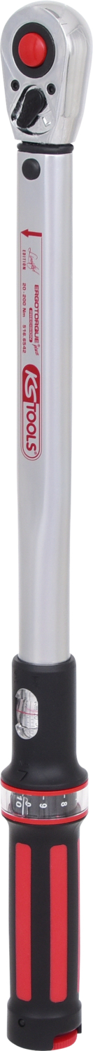 KS Tools 1/2" ERGOTORQUE®precision Ratschen-Drehmomentschlüssel, 40-200Nm, rot