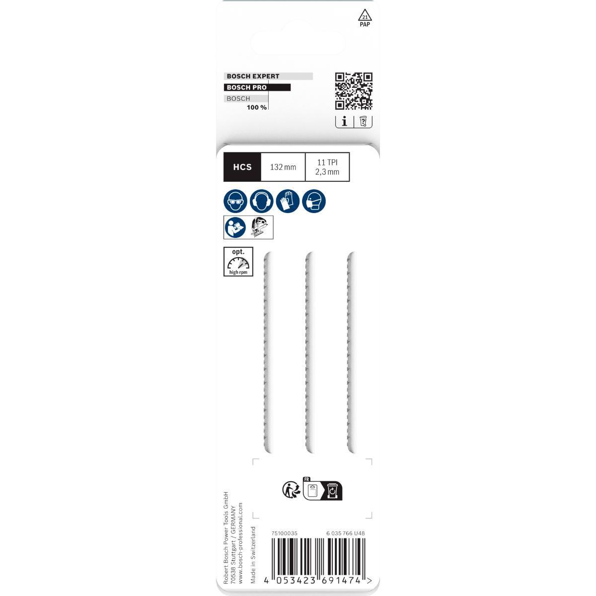 Bosch PRO Plastics PVC clean T302H Stichsägeblatt, 132 mm, 3-Stück